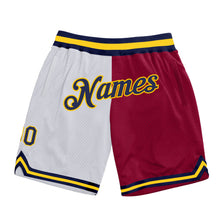 Load image into Gallery viewer, Custom White Navy-Maroon Authentic Throwback Split Fashion Basketball Shorts
