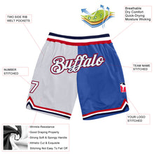 Load image into Gallery viewer, Custom Blue White-Red Authentic Throwback Split Fashion Basketball Shorts

