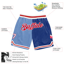 Load image into Gallery viewer, Custom Light Blue Red-Royal Authentic Throwback Split Fashion Basketball Shorts
