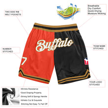 Load image into Gallery viewer, Custom Orange White-Black Authentic Throwback Split Fashion Basketball Shorts
