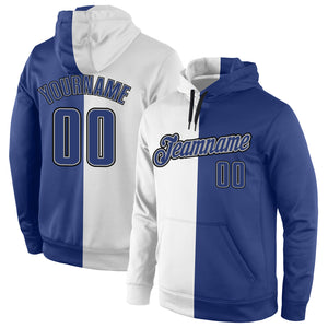 Custom Stitched White Royal-Gray Split Fashion Sports Pullover Sweatshirt Hoodie