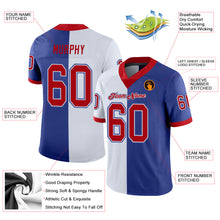 Load image into Gallery viewer, Custom Royal Red-White Mesh Split Fashion Football Jersey
