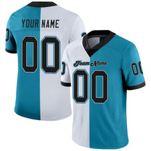 Load image into Gallery viewer, Custom Panther Blue Black-White Mesh Split Fashion Football Jersey
