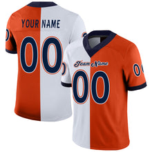 Load image into Gallery viewer, Custom Orange Navy-White Mesh Split Fashion Football Jersey
