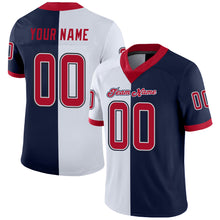 Load image into Gallery viewer, Custom Navy Red-White Mesh Split Fashion Football Jersey
