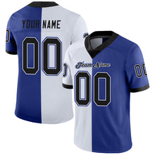 Load image into Gallery viewer, Custom Royal Black-White Mesh Split Fashion Football Jersey
