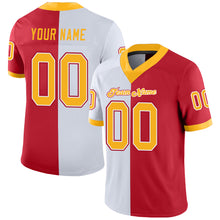 Load image into Gallery viewer, Custom Scarlet Gold-White Mesh Split Fashion Football Jersey

