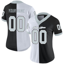 Load image into Gallery viewer, Custom Black Silver-White Mesh Split Fashion Football Jersey
