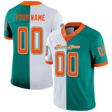 Load image into Gallery viewer, Custom Aqua Orange-White Mesh Split Fashion Football Jersey
