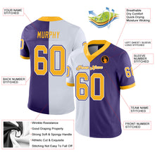 Load image into Gallery viewer, Custom Purple Gold-White Mesh Split Fashion Football Jersey
