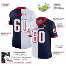 Load image into Gallery viewer, Custom Navy White-Scarlet Mesh Split Fashion Football Jersey
