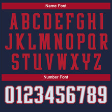 Load image into Gallery viewer, Custom Navy White-Scarlet Mesh Split Fashion Football Jersey
