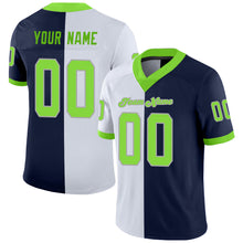 Load image into Gallery viewer, Custom Navy Neon Green-White Mesh Split Fashion Football Jersey
