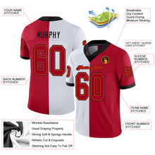 Load image into Gallery viewer, Custom White Red-Black Mesh Split Fashion Football Jersey
