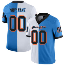 Load image into Gallery viewer, Custom Powder Blue Black-White Mesh Split Fashion Football Jersey
