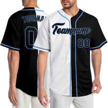 Load image into Gallery viewer, Custom White Black-Light Blue Authentic Split Fashion Baseball Jersey
