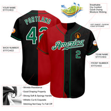 Load image into Gallery viewer, Custom Black Kelly Green-Red Authentic Split Fashion Baseball Jersey
