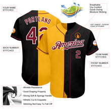 Load image into Gallery viewer, Custom Black Crimson-Yellow Authentic Split Fashion Baseball Jersey
