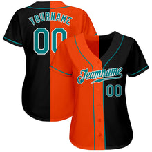 Load image into Gallery viewer, Custom Black Teal-Orange Authentic Split Fashion Baseball Jersey
