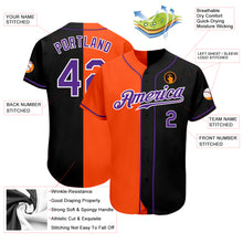 Load image into Gallery viewer, Custom Black Purple-Orange Authentic Split Fashion Baseball Jersey
