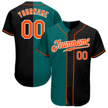 Load image into Gallery viewer, Custom Black Orange-Teal Authentic Split Fashion Baseball Jersey
