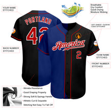 Load image into Gallery viewer, Custom Black Red-Royal Authentic Split Fashion Baseball Jersey
