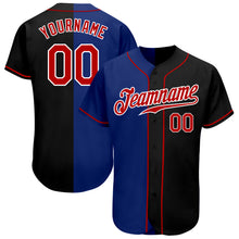 Load image into Gallery viewer, Custom Black Red-Royal Authentic Split Fashion Baseball Jersey
