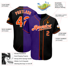 Load image into Gallery viewer, Custom Black Orange-Purple Authentic Split Fashion Baseball Jersey
