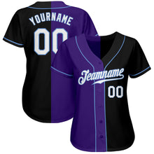 Load image into Gallery viewer, Custom Black White-Purple Authentic Split Fashion Baseball Jersey

