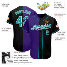 Load image into Gallery viewer, Custom Black Teal-Purple Authentic Split Fashion Baseball Jersey
