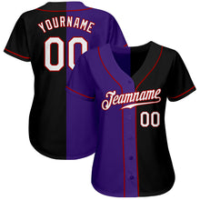 Load image into Gallery viewer, Custom Black White-Purple Authentic Split Fashion Baseball Jersey
