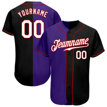 Load image into Gallery viewer, Custom Black White-Purple Authentic Split Fashion Baseball Jersey

