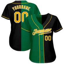 Load image into Gallery viewer, Custom Black Gold-Kelly Green Authentic Split Fashion Baseball Jersey
