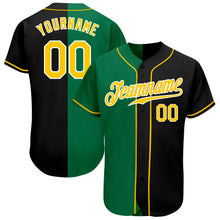 Load image into Gallery viewer, Custom Black Gold-Kelly Green Authentic Split Fashion Baseball Jersey
