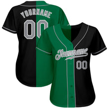Load image into Gallery viewer, Custom Black Gray-Kelly Green Authentic Split Fashion Baseball Jersey
