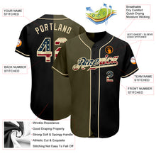 Load image into Gallery viewer, Custom Black Vintage USA Flag-Olive Authentic Split Fashion Baseball Jersey
