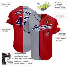 Load image into Gallery viewer, Custom Red Navy-Gray Authentic Split Fashion Baseball Jersey
