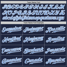 Load image into Gallery viewer, Custom Navy Light Blue-Yellow Authentic Split Fashion Baseball Jersey
