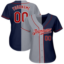 Load image into Gallery viewer, Custom Navy Red-Gray Authentic Split Fashion Baseball Jersey
