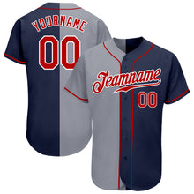 Load image into Gallery viewer, Custom Navy Red-Gray Authentic Split Fashion Baseball Jersey
