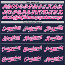Load image into Gallery viewer, Custom Navy Pink-Gray Authentic Split Fashion Baseball Jersey
