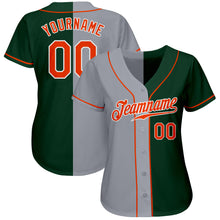 Load image into Gallery viewer, Custom Green Orange-Gray Authentic Split Fashion Baseball Jersey
