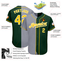 Load image into Gallery viewer, Custom Green Gold-Gray Authentic Split Fashion Baseball Jersey
