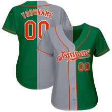 Load image into Gallery viewer, Custom Kelly Green Orange-Gray Authentic Split Fashion Baseball Jersey
