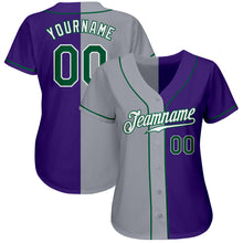 Load image into Gallery viewer, Custom Purple Kelly Green-Gray Authentic Split Fashion Baseball Jersey
