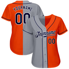 Load image into Gallery viewer, Custom Orange Navy-Gray Authentic Split Fashion Baseball Jersey
