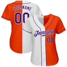 Load image into Gallery viewer, Custom Orange Purple-White Authentic Split Fashion Baseball Jersey
