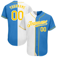 Load image into Gallery viewer, Custom Powder Blue Gold-White Authentic Split Fashion Baseball Jersey

