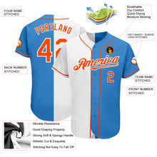 Load image into Gallery viewer, Custom Powder Blue Orange-White Authentic Split Fashion Baseball Jersey
