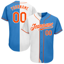 Load image into Gallery viewer, Custom Powder Blue Orange-White Authentic Split Fashion Baseball Jersey

